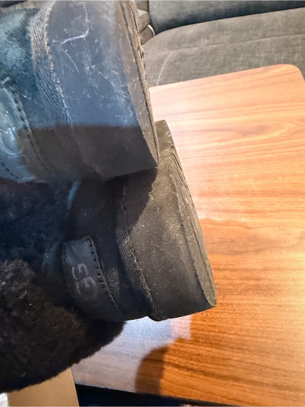 UGG Women’s Black Shearling Cuff Ankle Booties size 9